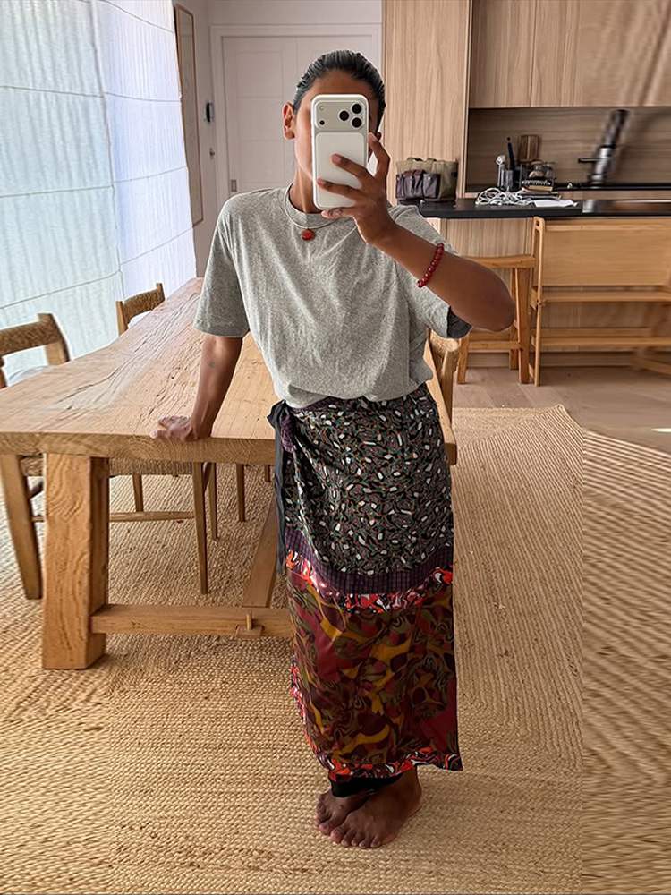 Jupe longue mi-longue droite ample à nouer pour femme, imprimé patchwork tendance, jupe courte chic, nouvelle collection printemps automne 2026, streetwear