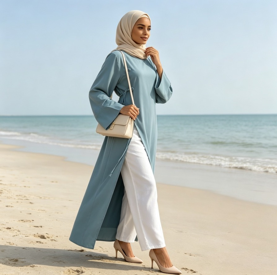 Abayas et Kaftans longs pour femmes, style Eid, Ramadan, Dubaï, Islam, Arabe, Modeste, avec fente et laçage, Robe Maxi, Blouse, Tunique, style Marocain, 2026