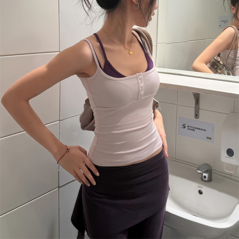Débardeur court vintage Y2K pour femme, style faux deux pièces, dos nu, à lacets, coupe ajustée, sans manches