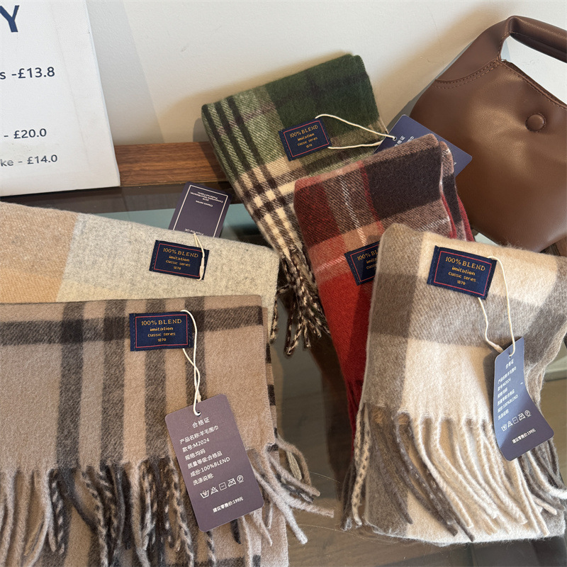 Écharpe de luxe unisexe à carreaux, effet cachemire australien, chaude pour l'hiver, pour couple.