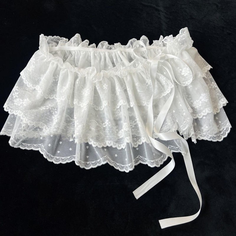 Jupe irrégulière en dentelle de mode coréenne, jupe mi-longue en dentelle à fleurs blanches, jupe en maille pour femmes, bas d'été, ourlet décoratif en jean