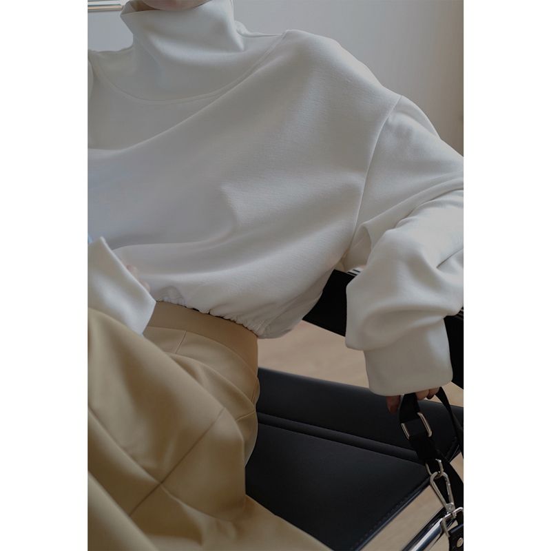T-shirt col mi-haut à manches longues pour femmes, corset monochrome abordable, mode coréenne, blanc, hiver, nouveau