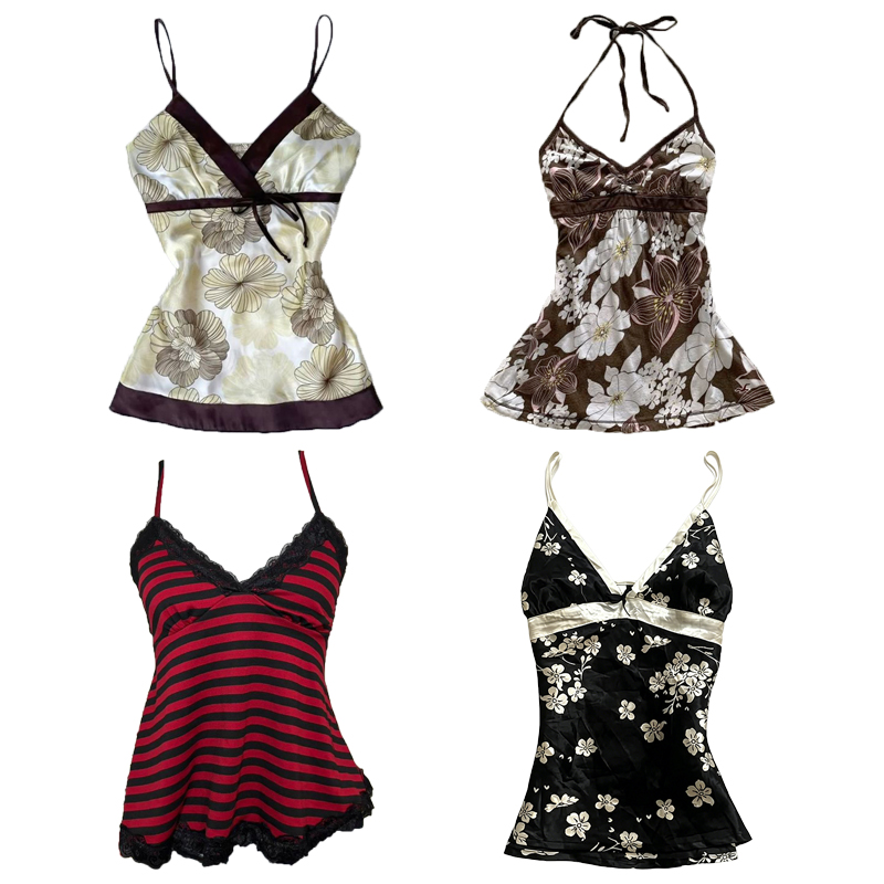 Débardeur esthétique gothique Y2K pour femme, motif floral sexy, style estival