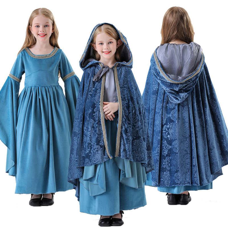 Robe de princesse elfe, robe de spectacle de festival, ensemble de la reine, robe de cour médiévale COS, déguisement somptueux pour Halloween et Noël