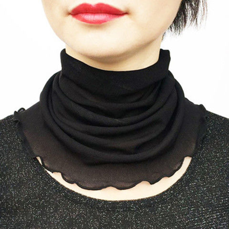 Bavoir en Polyester pour femmes, foulard en soie, protège-cou, faux col, Protection solaire, décoratif, doux, respirant, haute élasticité, E50