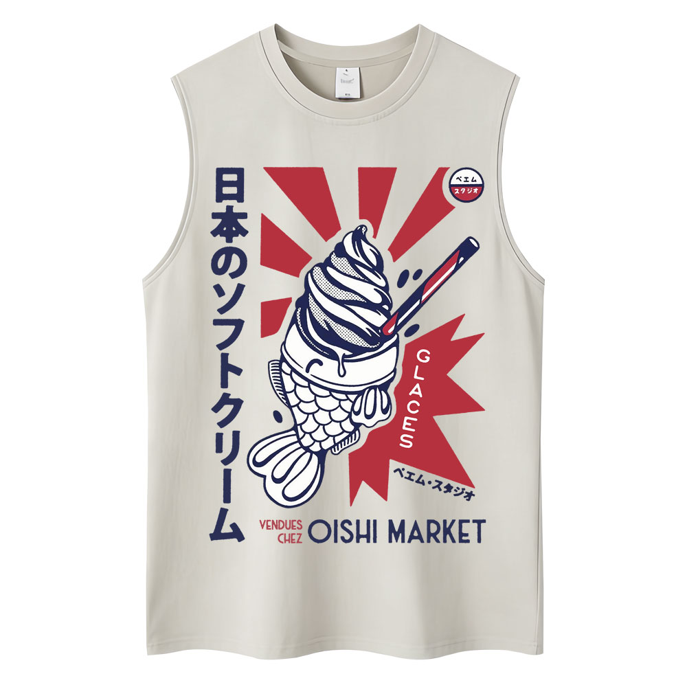 Débardeurs graphiques de style japonais, culture traditionnelle, mode vintage, t-shirts sans manches pour hommes et femmes, débardeurs amples en pur coton, décontractés