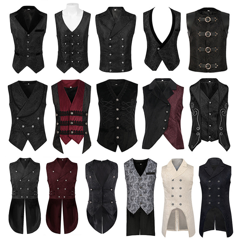 Nouvelle tenue médiévale pour homme, robe longue gothique rétro, costume d'Halloween