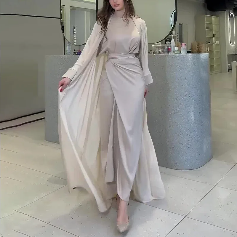Robe Abaya pour femmes, Ramadan, Eid Abaya, Dubaï, Arabie Saoudite, Maroc, Kaftan, Robe de soirée longue, Abayas ouvertes, Robe éducative, Ensemble de 2 pièces