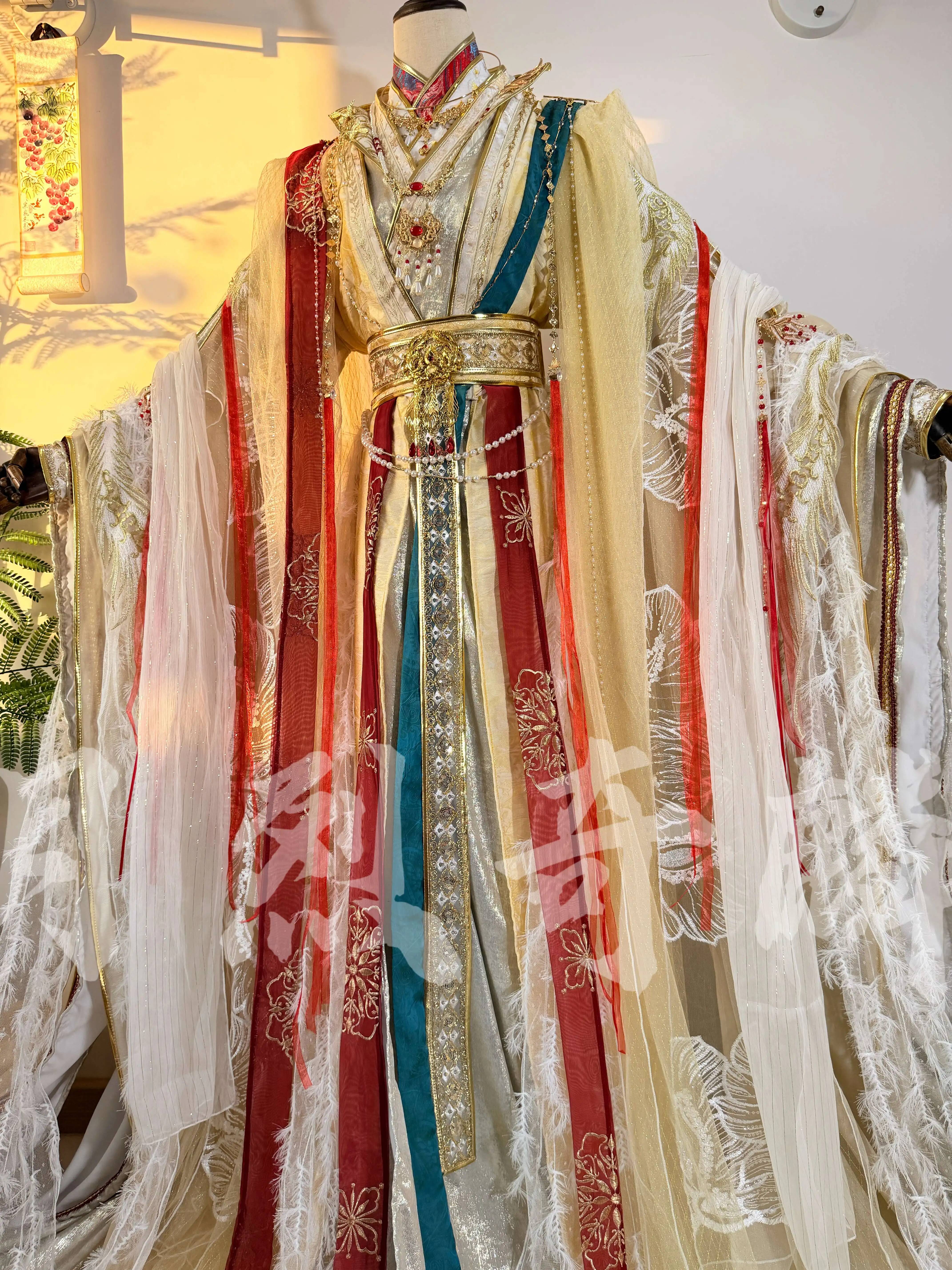 Costume de cosplay Tian Guan Ci Fu Xie Lian Tai Zi Yue Shen Platinum Peacock Hua Cheng pour Xie Lian Yue Shen, idéal pour les fêtes d'Halloween