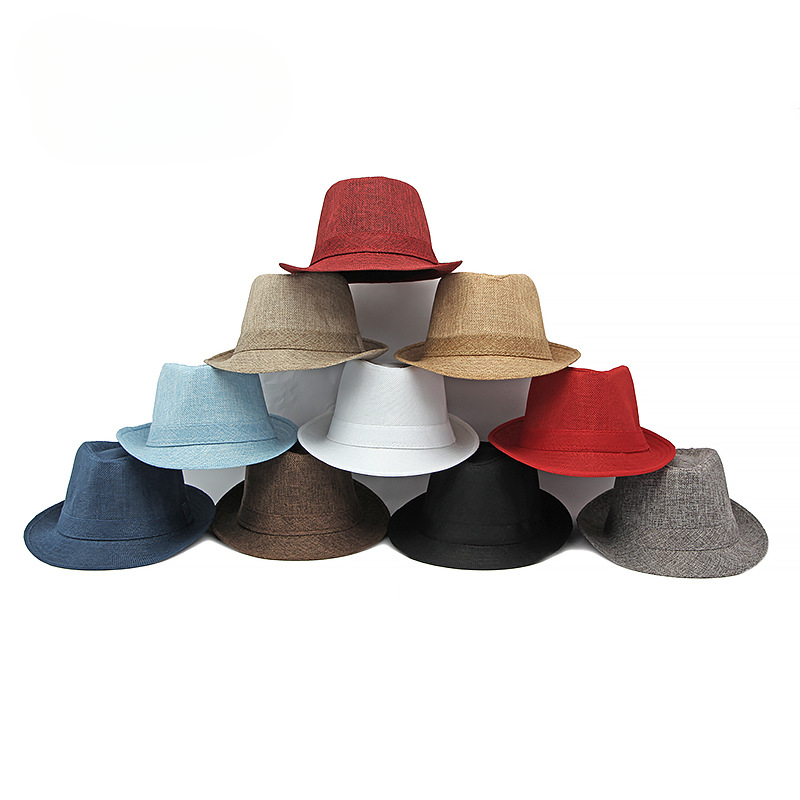 Chapeau de plage en lin rétro Jazz pour hommes et femmes, protection solaire extérieure, chapeau haut de forme décontracté, printemps et été