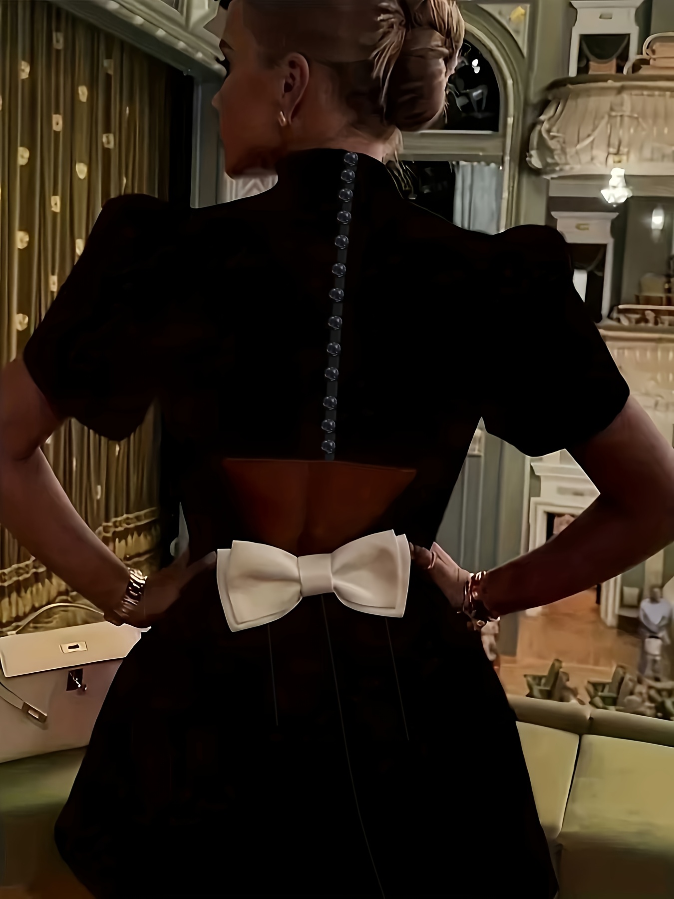 Robe d'été décontractée et élégante pour femme, style ajouré avec nœud, col rond, boutonnée, mi-longue