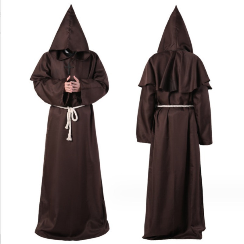 Costume de moine ancien, robe de prêtre médiévale, vêtements de cosplay de sorcier, performance scénique