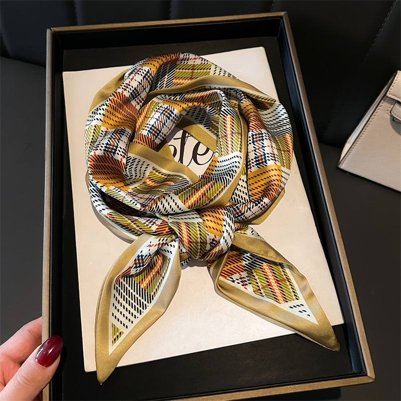 Écharpe en soie légère de luxe, longue écharpe en soie imitation soie, double couche, imprimée, polyvalente, cravate professionnelle, foulard pour chemise