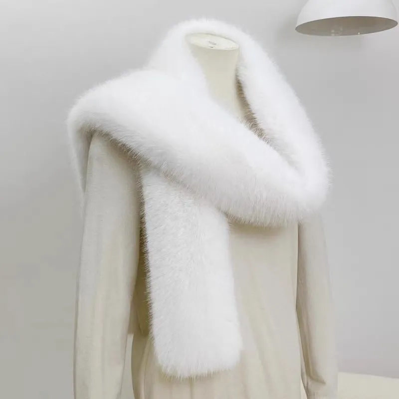 180cm Imitation fourrure de vison longue écharpe hiver chaud épaissi fausse fourrure en peluche Wrap châle femmes de luxe mode Vintage foulards en plein air