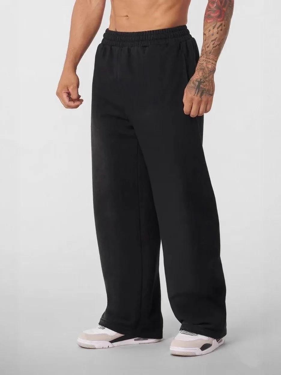 Pantalon de survêtement surdimensionné à jambes larges pour hommes, grande taille, coupe ample avec taille élastique, pantalon d'hiver respirant
