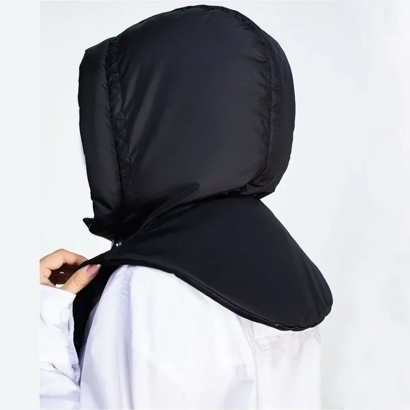 Chapeaux d'hiver à capuche ultralégers pour femmes et hommes, écharpe chaude avec anneau, cagoule, chapeau, fermeture éclair au cou, manteau avec cordon de serrage, écharpe, débardeur court