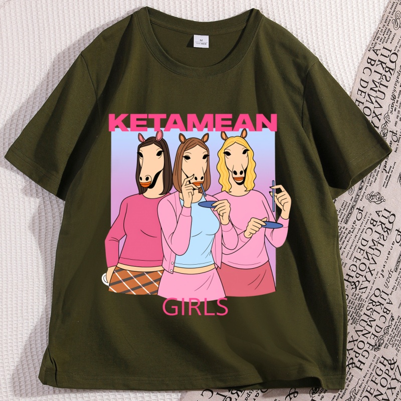 Ketamean filles T-shirt décontracté coton à manches courtes T-shirt drôle Humor à la mode T-shirt ample haut col en o vêtements surdimensionnés t-shirts
