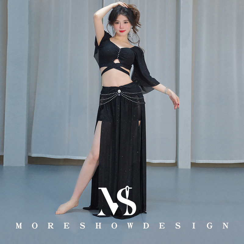 Ensemble de Costumes de danse du ventre pour femmes, haut + jupe de danse orientale, Costume de danse à manches longues, vêtements d'entraînement sur scène
