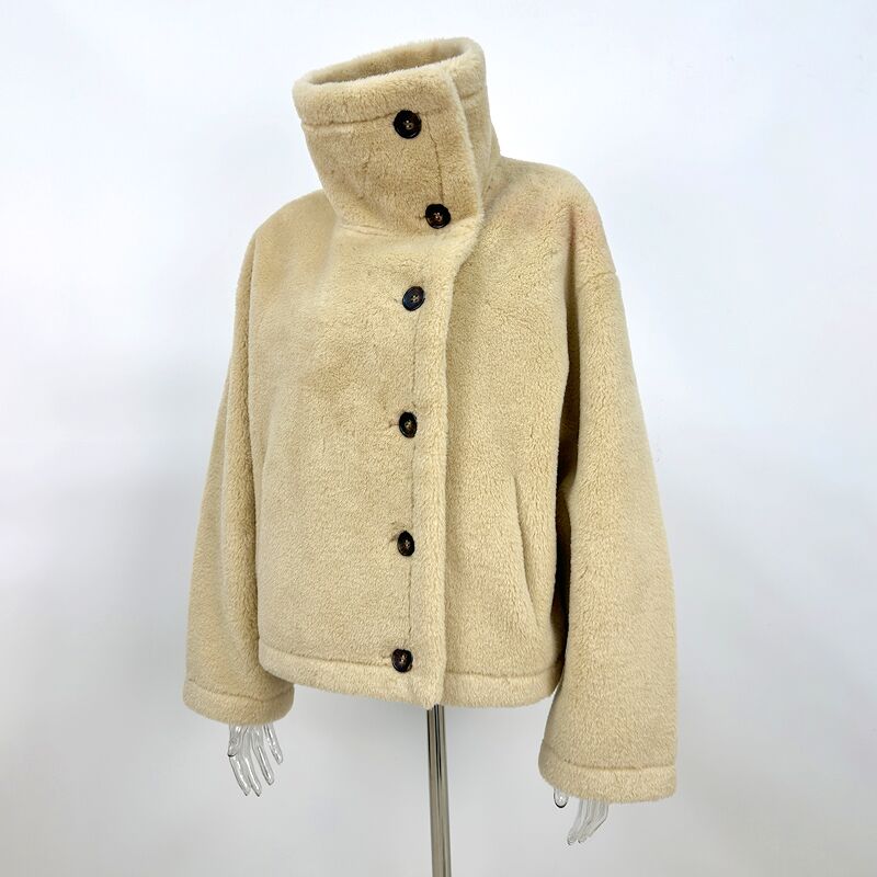 Veste d'hiver Double face pour femme, col montant, manches longues, chaude, fausse fourrure, vêtements d'extérieur