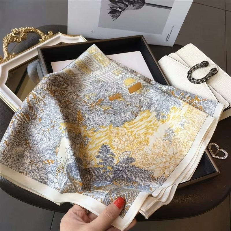 Foulard en soie haut de gamme dame 70*70cm Foulard carré en soie femmes bandeau en Satin doux Foulard cravate femme bandeau Foulard sac ruban