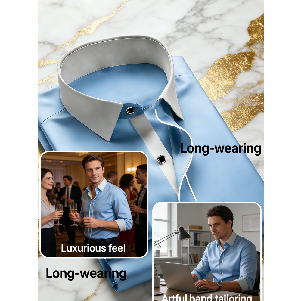 Chemise Homme FGKKS – Marque de Luxe Élégante, Tendance, Manches Longues, Décontractée Chic, Élastique, Infroissable, Chemises Habillées Professionnelles pour Homme