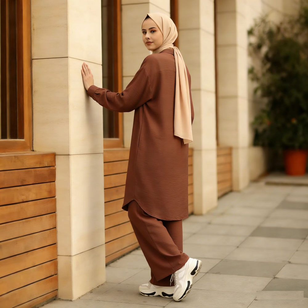 Printemps tenue musulmane ensemble turquie dubaï Abaya femmes à manches longues chemise pantalons décontractés costume modeste vêtements islamiques Ensembles Femme