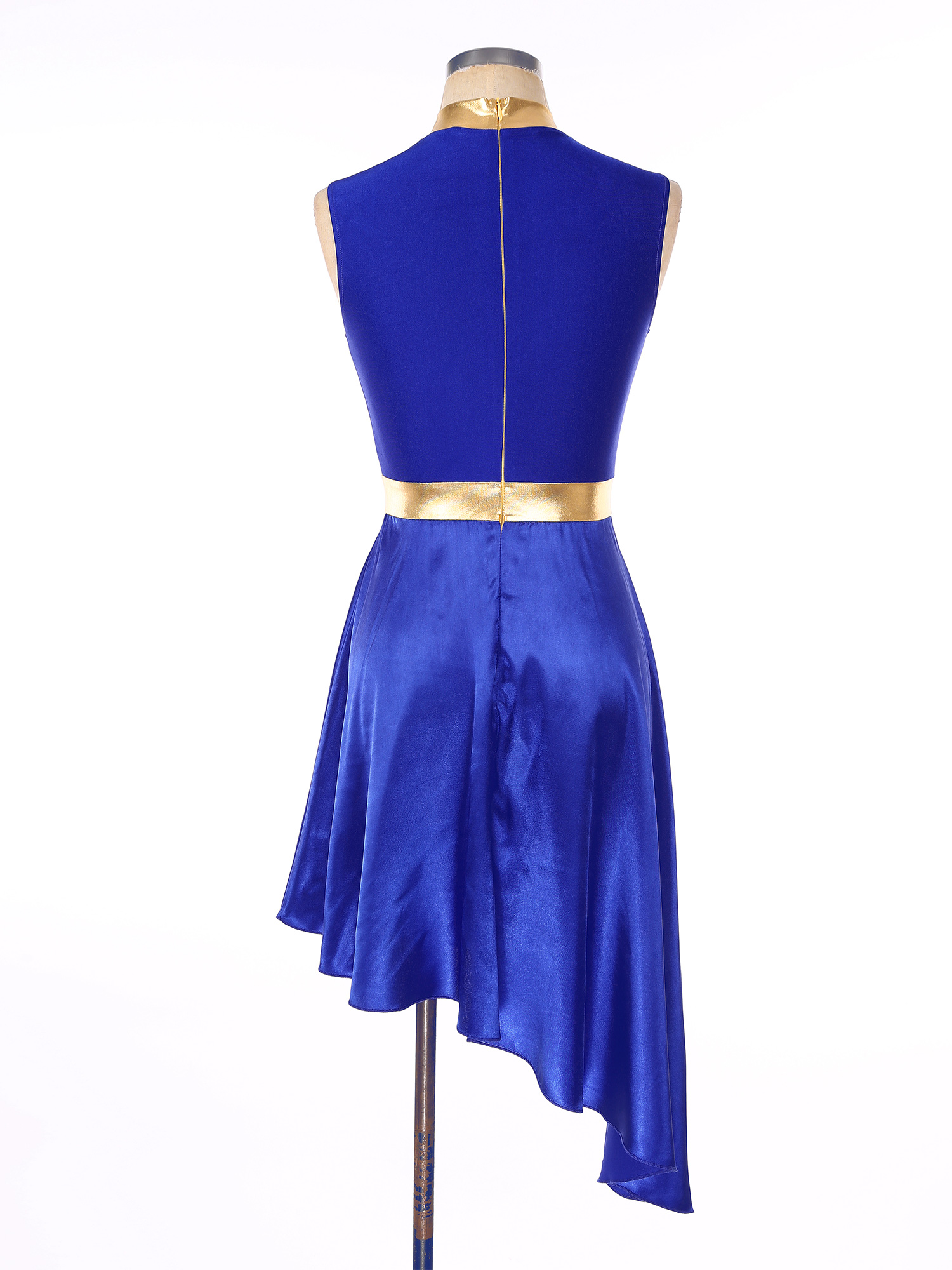 Robe de danse lyrique pour femmes, Costume de Ballet contemporain moderne, sans manches, maille en Tulle, jupe haute et basse, vêtements de danse liturgiques