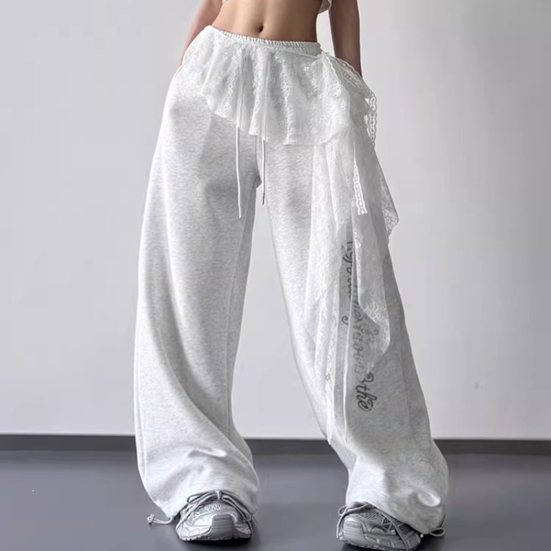 Mini-jupe irrégulière coréenne en dentelle blanche pour femme, style Ins, transparente, pour la danse, foulard de hanche en dentelle, décoration pour jeans et pantalons