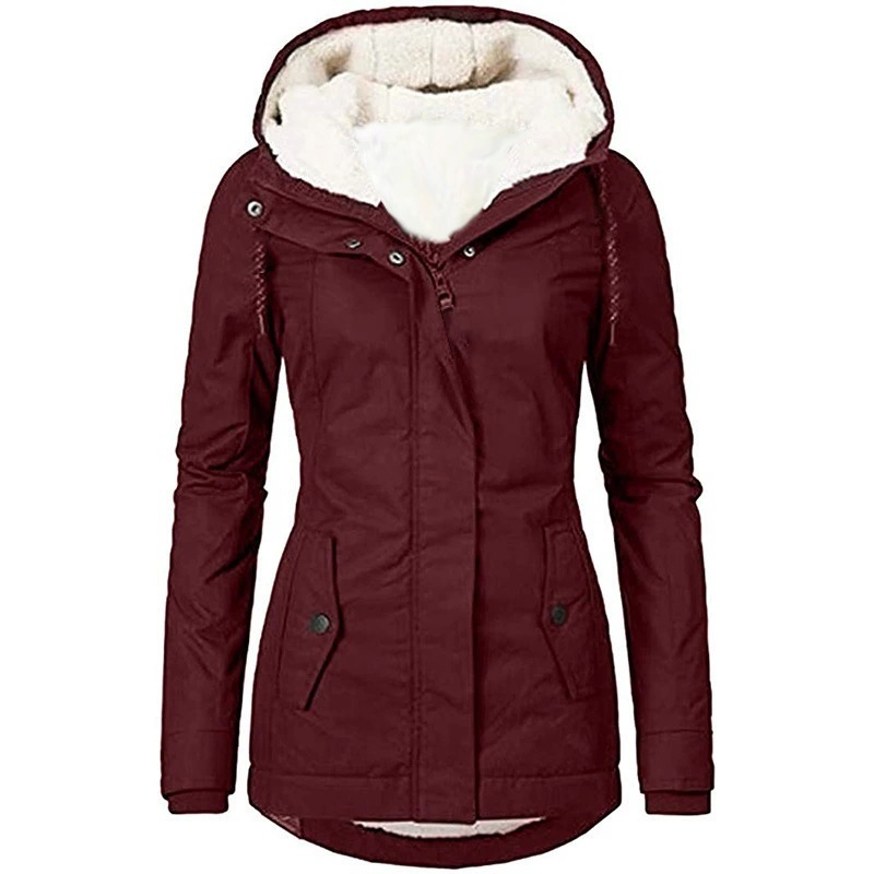 2025 nouvelle veste à capuche pour femme hiver chaleur épaissie polaire veste couleur unie coupe décontractée déplacements et sorties