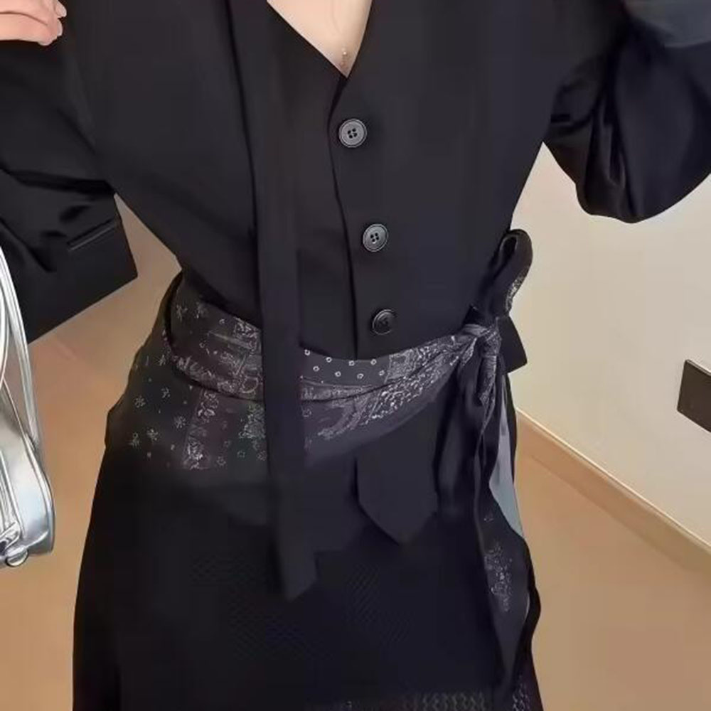 Rétro mince écharpe ceinture à la mode taille Accory polyvalent décontracté hommes femmes coton soie écharpe Triangle foulard