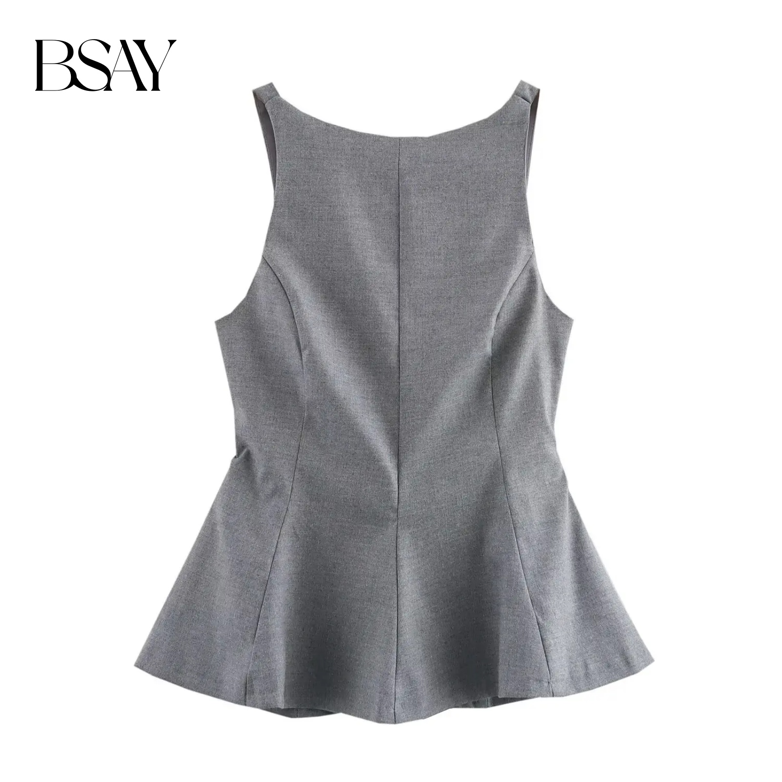 BSAY haut pour les femmes mode automne hiver nouveau dos nu nœud côté fermeture éclair Blouse vêtements de rue gilet réservoir Chic dames culture hauts Mujer