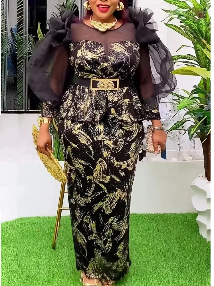 Robes africaines pour femmes, nouvelle mode, grande taille, paillettes, Robe longue de soirée, Dashiki Ankara, tenues, vêtements africains, 2025