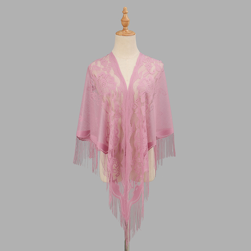 Nouveau châle triangulaire à franges, couleur unie, respirant, pour femmes