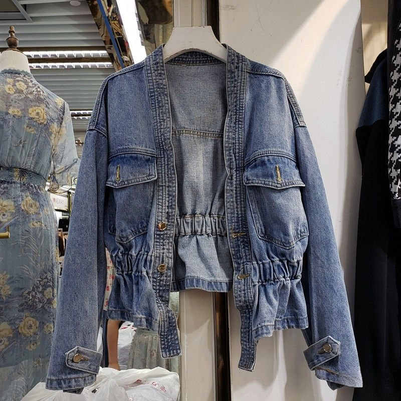 Veste en Jean pour femmes, couleur unie, taille cintrée, Slim, manteau en Jean, bleu, vêtements d'extérieur, mode printemps automne 2025, prix bas, vêtements Y2k