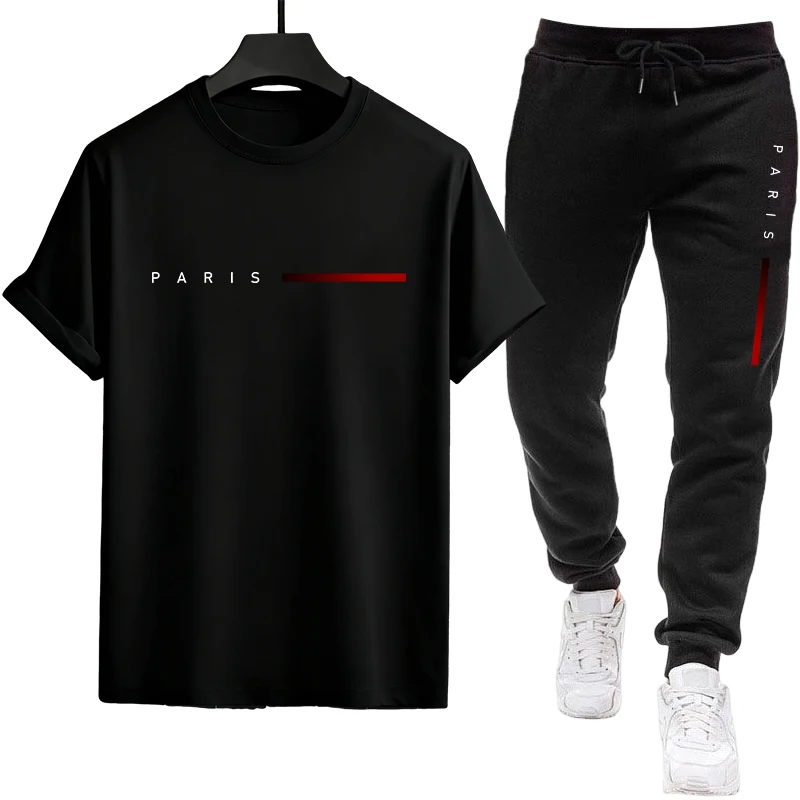 Sport quotidien hommes survêtement décontracté qualité été en plein air Jogging une pièce polyvalent T-shirt à manches courtes et pantalon de Sport