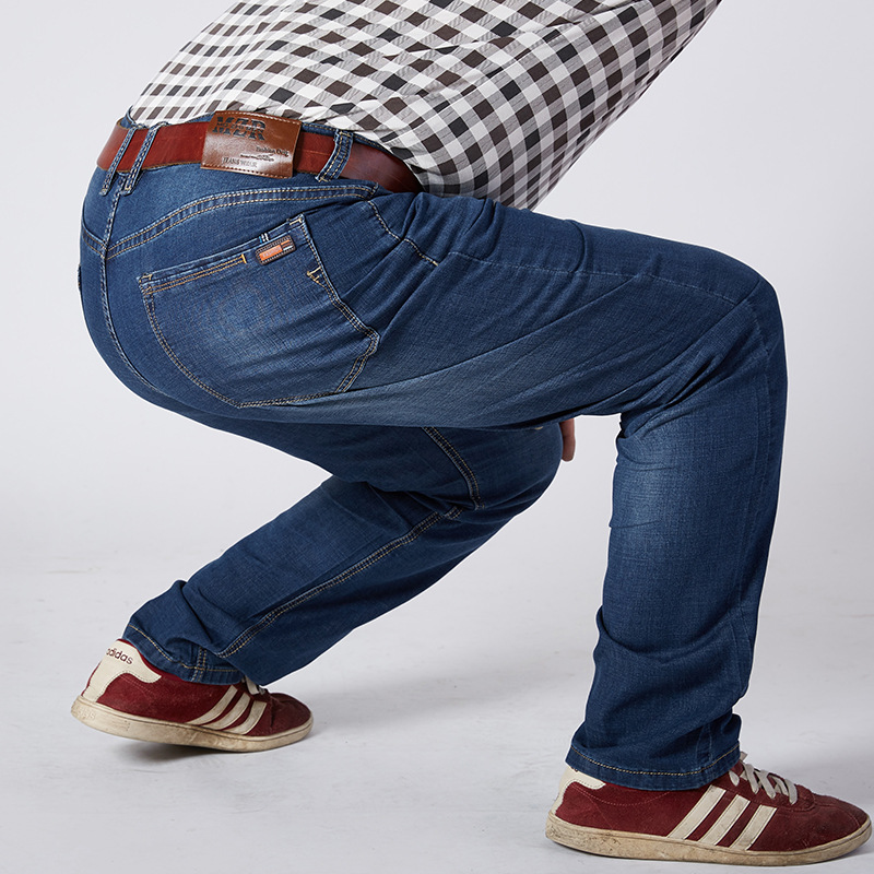 Jean élastique bleu pour homme, pantalon en denim, grande taille, Extra Large, FJ46 48 52
