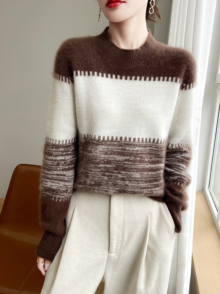 Mode automne femmes vêtements Style doux tricots chaud à manches longues hauts hiver pulls pull pour femme bas porter