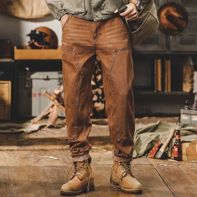 Pantalon de travail rétro pour homme, coupe droite ample, jean homme, nouvelle tendance 2026, marque classique, couleur café, pantalon harem baggy Y2K