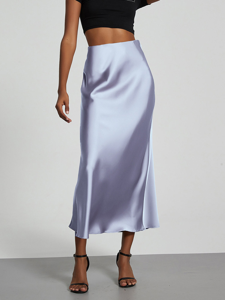 Jupe longue taille haute en satin pour femmes, jupe en queue de poisson, vêtements d'été chics, jupe basique décontractée, mode de fête, document solide, 2025