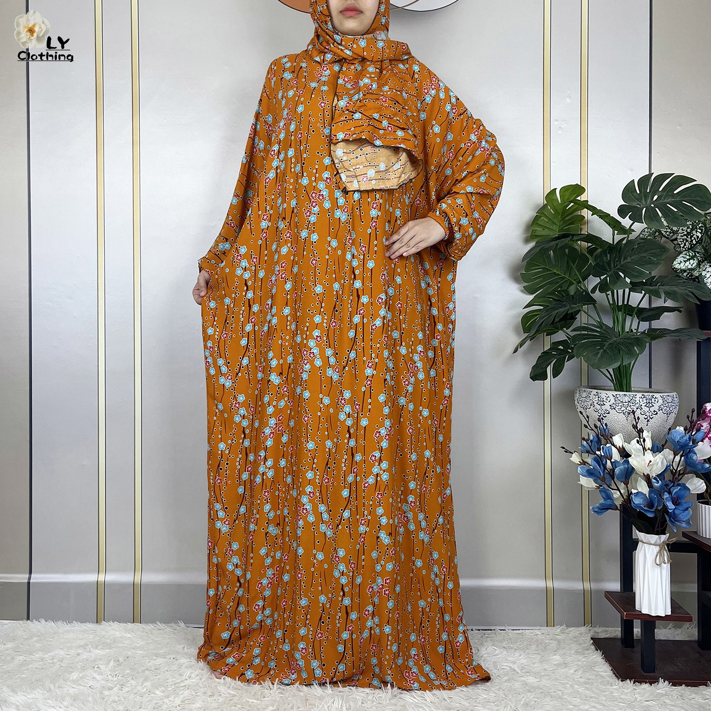 Abaya-Robe africaine à manches longues pour femmes musulmanes, en coton, pour la prière du Ramadan, Turquie, Moyen-Orient, motif floral, écharpe de sauna, nouvelle collection