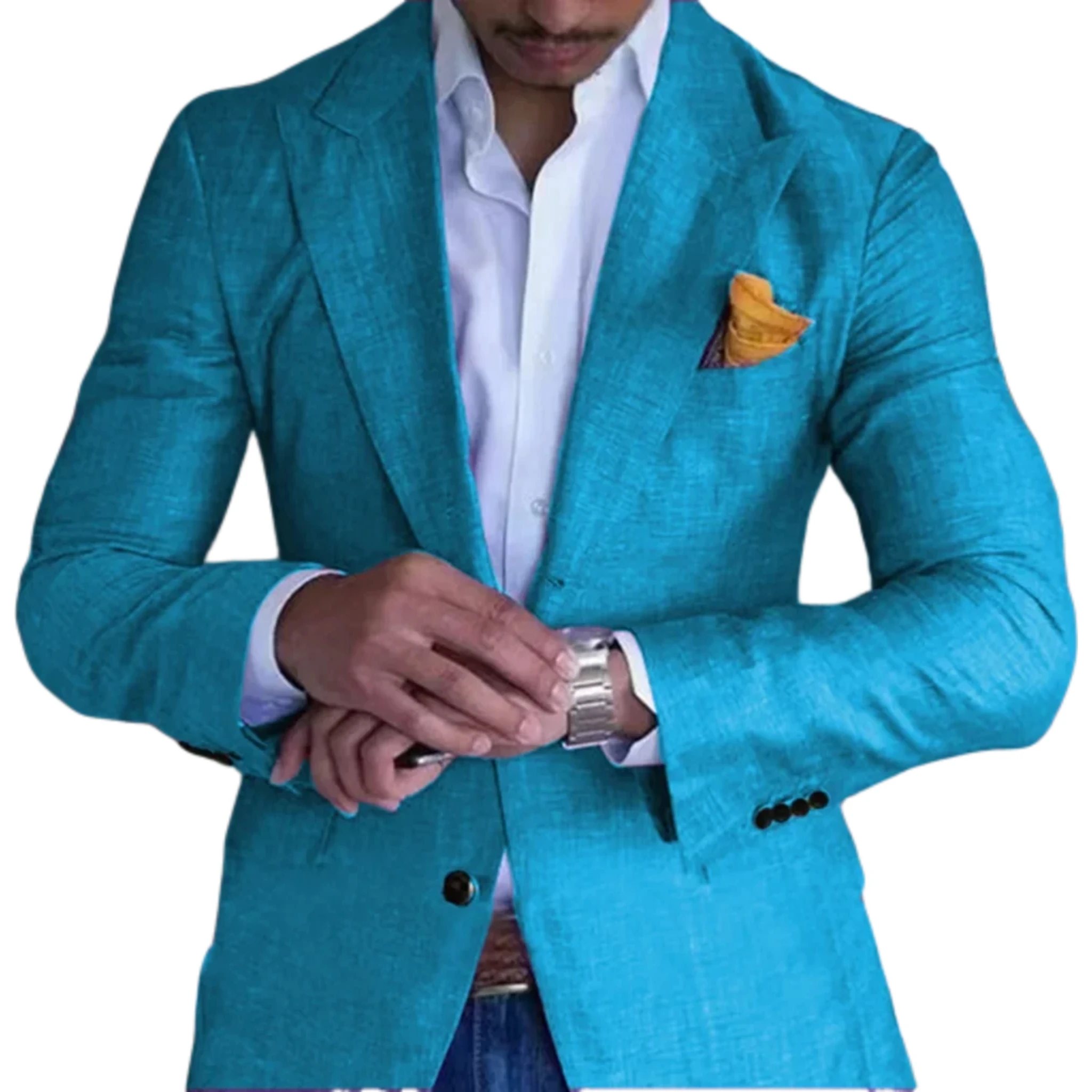 Veste élégante 1 pièce pour homme, en lin, simple boutonnage, pour fêtes, vêtements haut de gamme, blazer personnalisé, été, plage