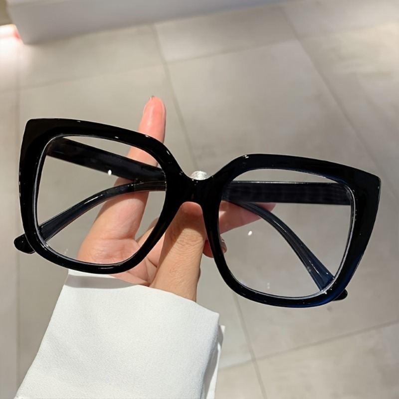 Lunettes vintage surdimensionnées à monture noire anti-lumière bleue pour femmes, lunettes d'ordinateur à monture complète, protection oculaire transparente