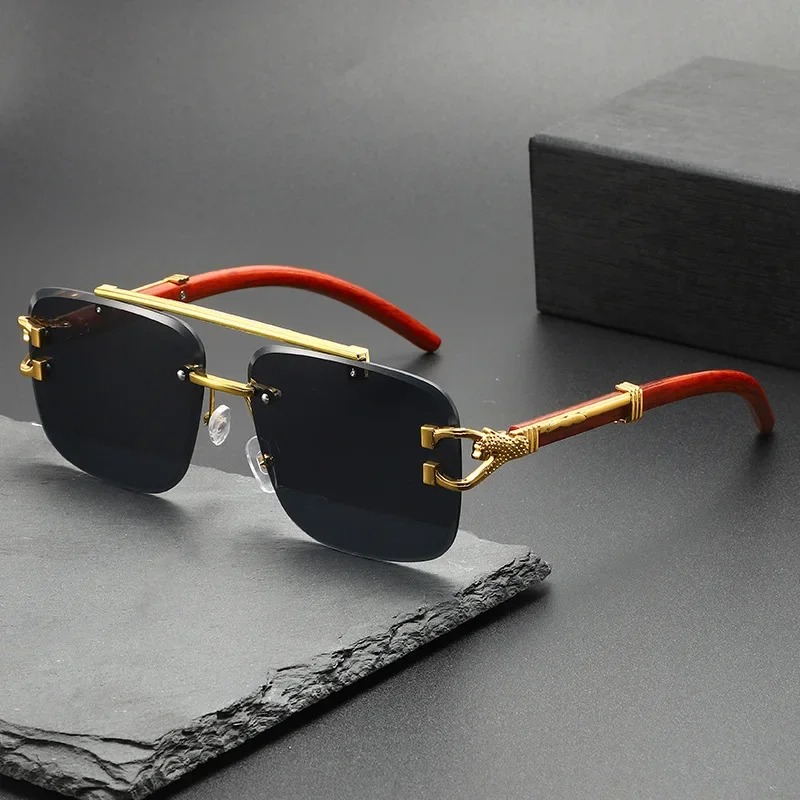 Lunettes de soleil carrées tendance sans monture pour hommes et femmes, protection UV, idéales pour la conduite, verres dégradés sans cadre