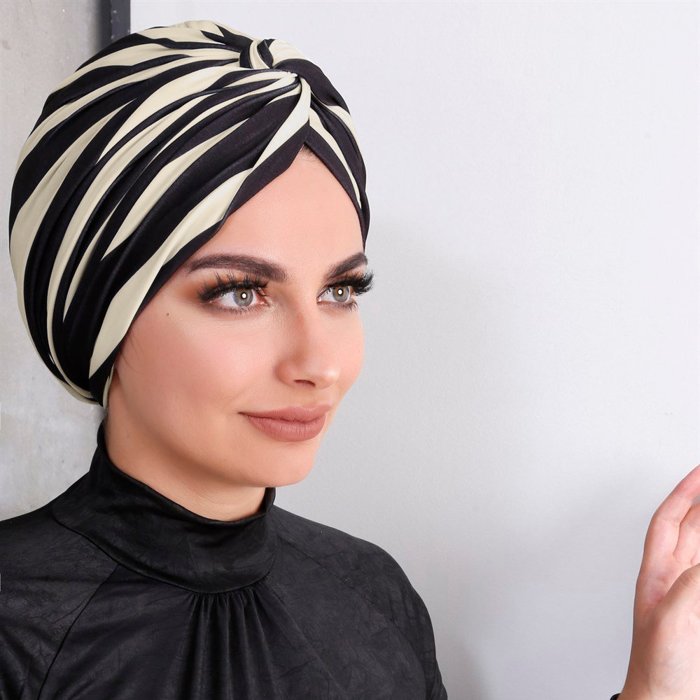 Hijab d'intérieur musulman coloré pour femmes, turban instantané islamique, casquette pour dames, imprimé léopard à rayures