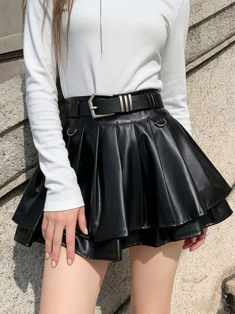 Jupe trapèze en cuir noir pour femme, vintage, esthétique, plissée, Harajuku, coréen, gothique, Mini, Emo, vêtements d'été des années 2000, Y2k