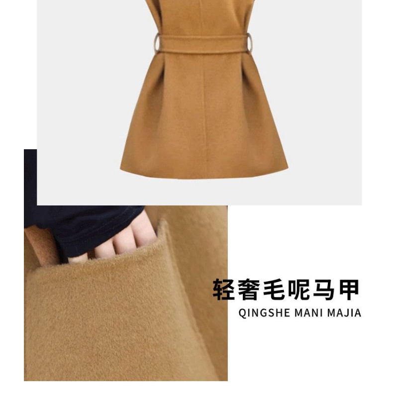 Gilet en laine à la mode pour femmes, avec veste Double face mi-longue, élégante et polyvalente à pince cheval