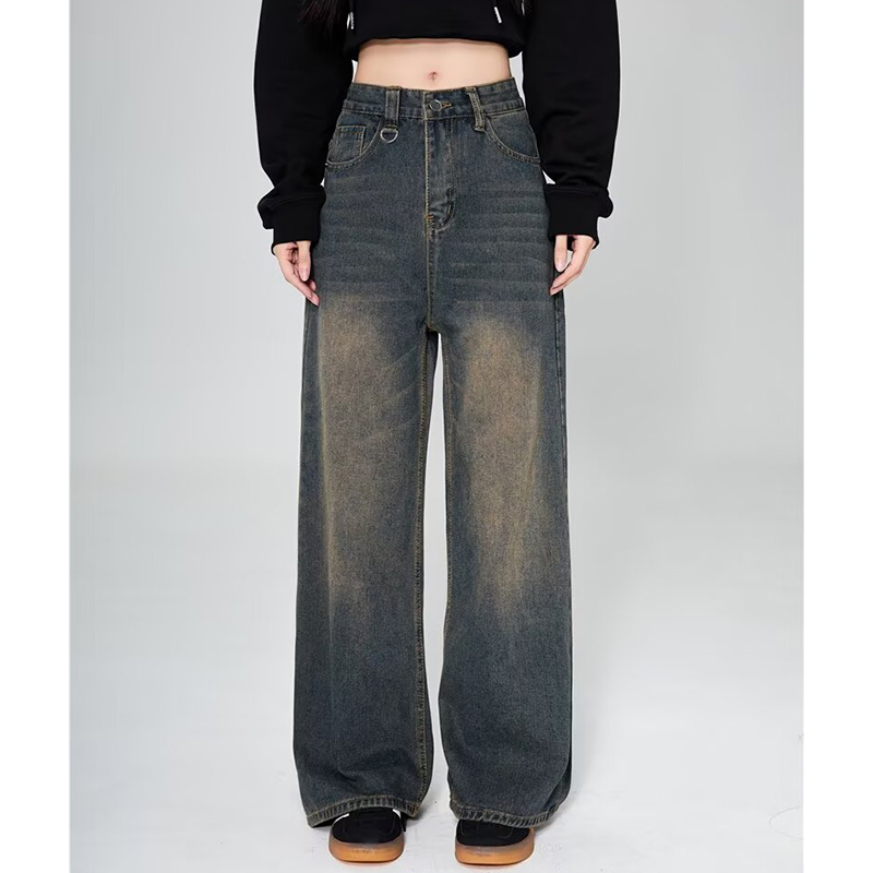 Été hommes Baggy jean unisexe Vintage Style américain droit jambe large Denim pantalon marque de mode offre spéciale pantalon décontracté