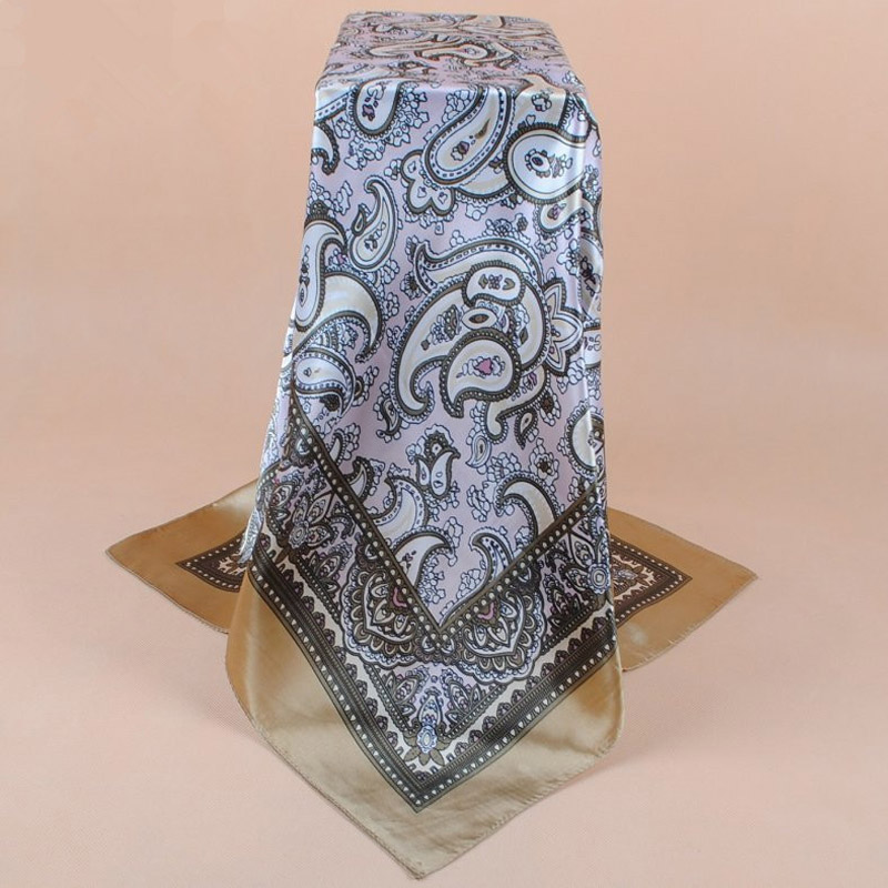 Foulard carré en soie pour femmes, marque de luxe, Foulard en Satin, Bandana doux, Hijab, pour cheveux, 90x90cm