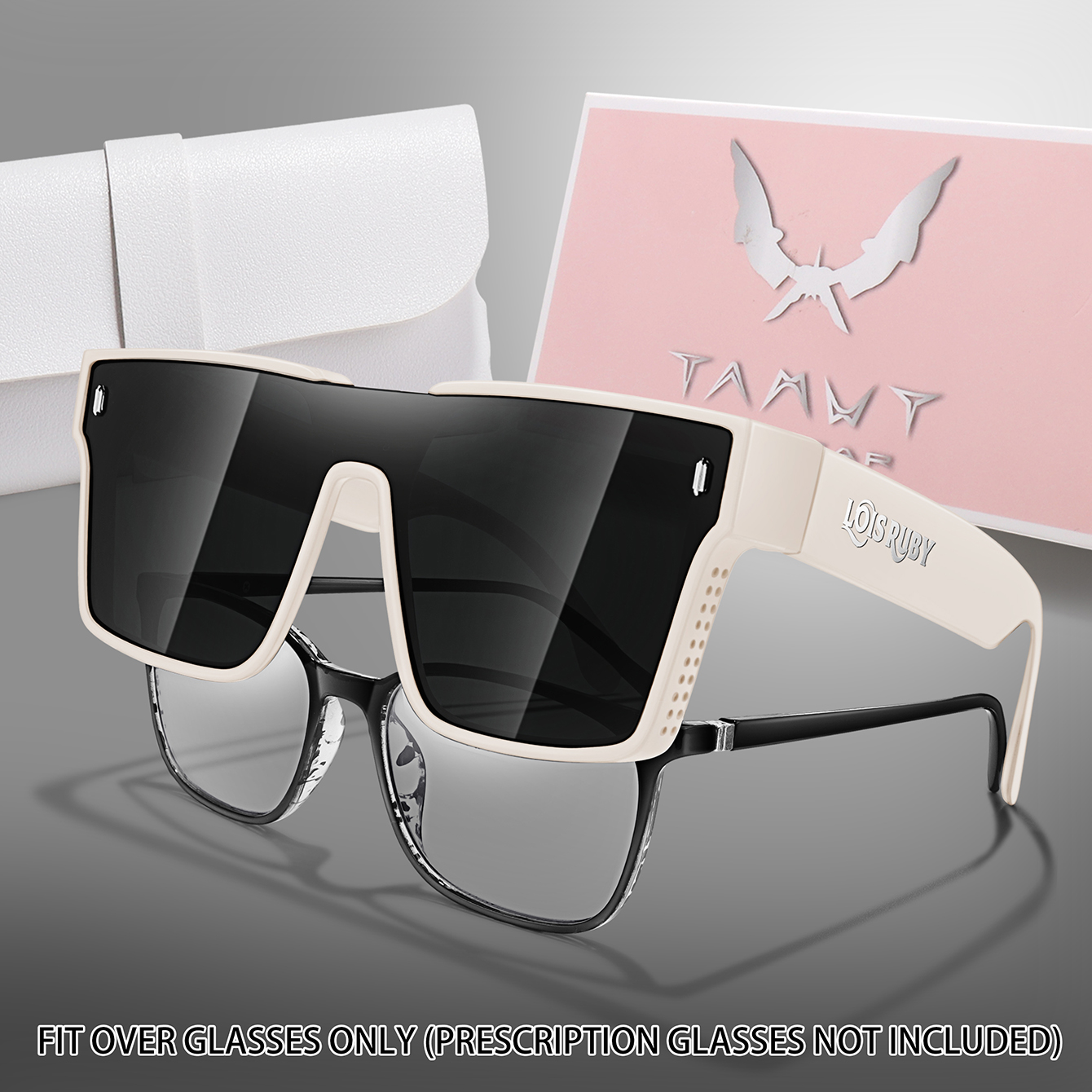 Lunettes de soleil UV400 pour hommes et femmes, avec étui en PU, grande monture, jambes larges, pour la conduite, l'équitation, la course à pied, la pêche, unisexe