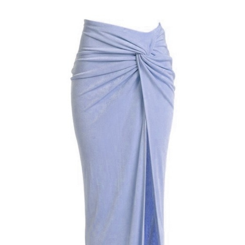 Mode crème solaire Bikini couvrir femmes froncé conception taille haute côté fente jupes longues 2025 nouvelles vacances élégant Chic vêtements de plage